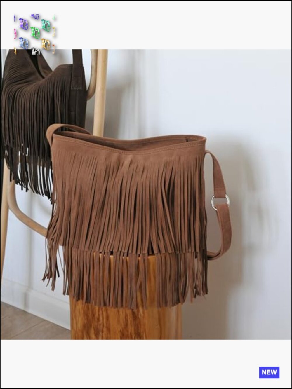 Faux Suede Hobo Crossbody Bag Tassel Detail Adjustable Strap Casual Chic - Picture 3 of 6